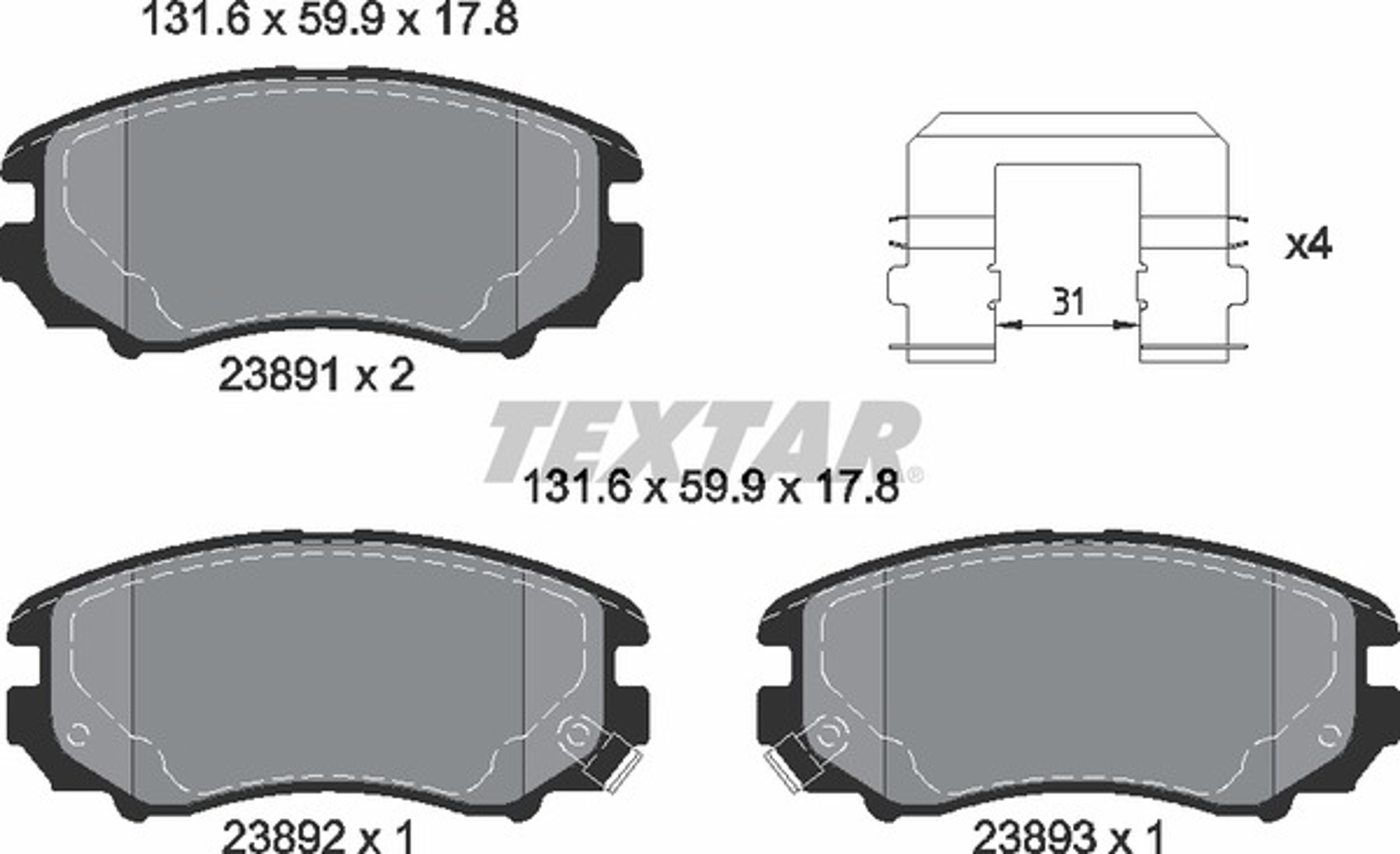 Колодки тормозные дисковые TEXTAR 2389105
