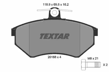Комплект тормозных колодок дискового тормоза TEXTAR 2016801