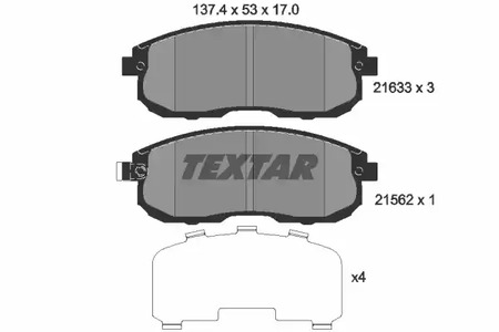 Комплект тормозных колодок дискового тормоза TEXTAR 2163301
