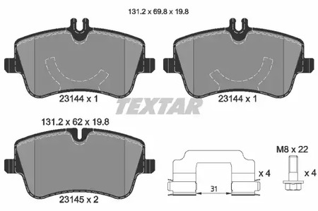 Комплект тормозных колодок дискового тормоза TEXTAR 2314401