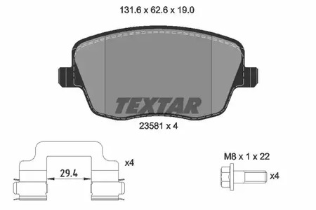 Комплект тормозных колодок дискового тормоза TEXTAR 2358101