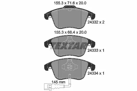 Комплект тормозных колодок дискового тормоза + TEXTAR 2433301