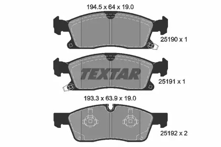 Колодки тормозные дисковые TEXTAR 2519002