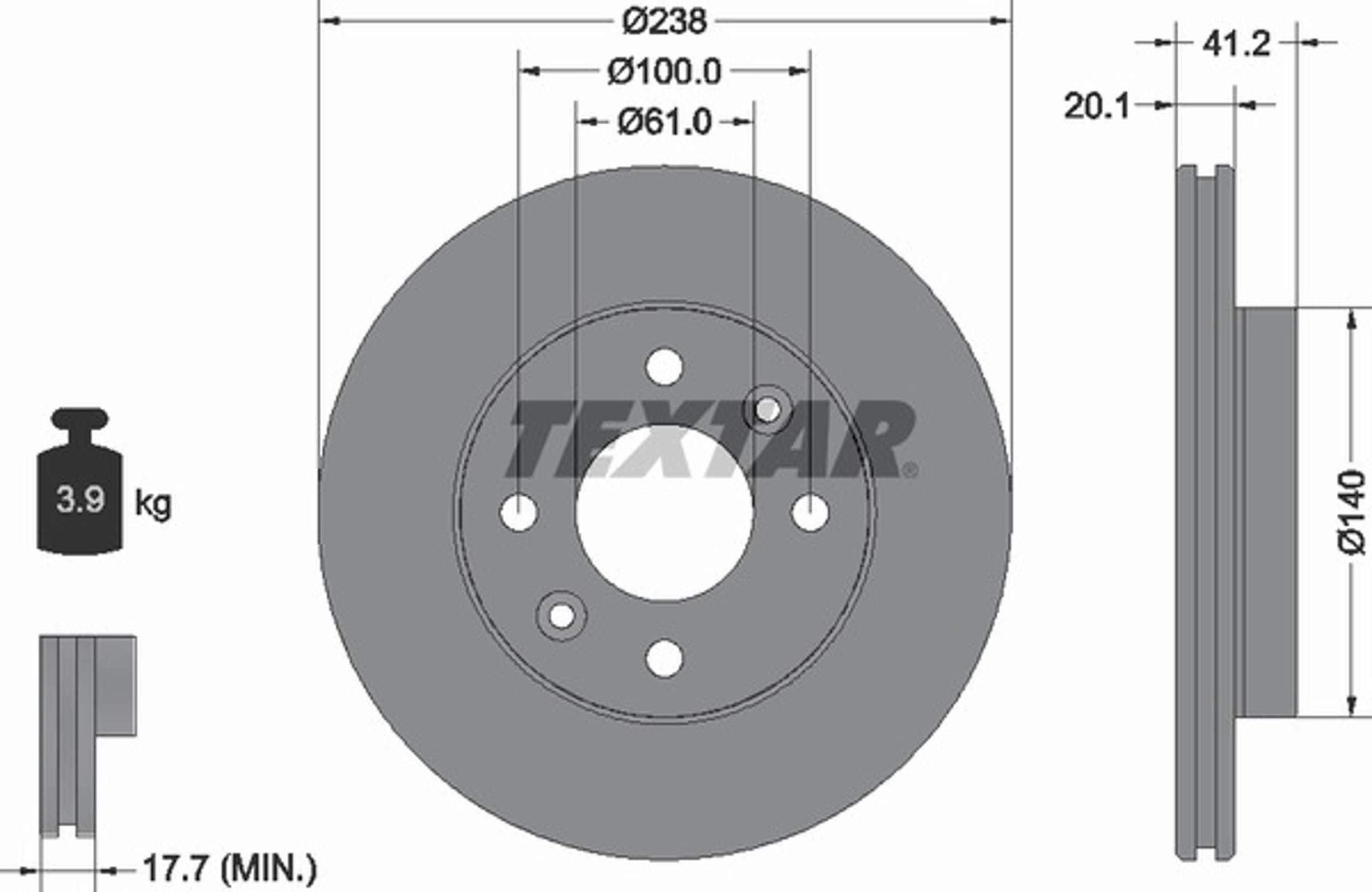 Диск тормозной TEXTAR 92036203