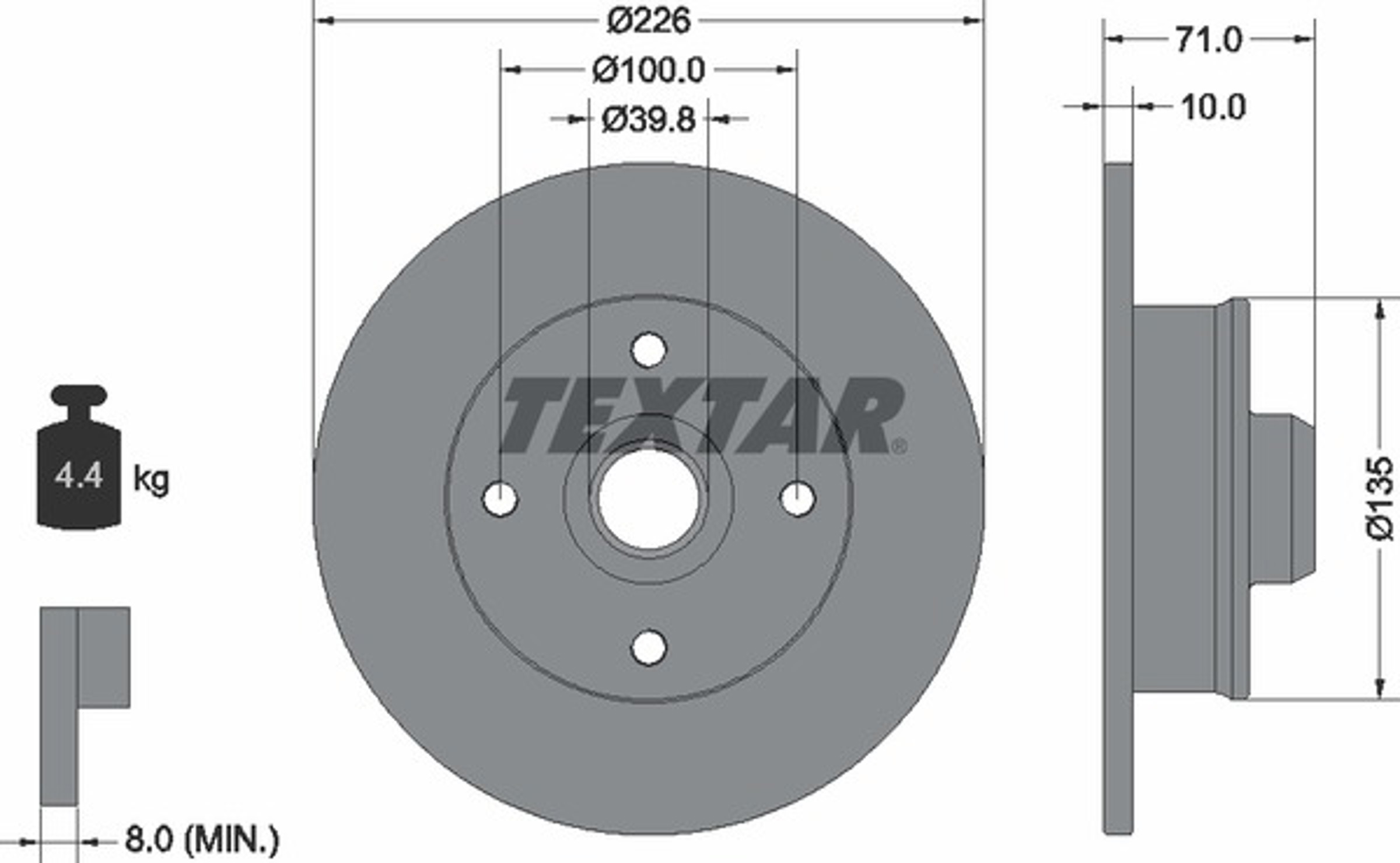 Диск тормозной TEXTAR 92041803