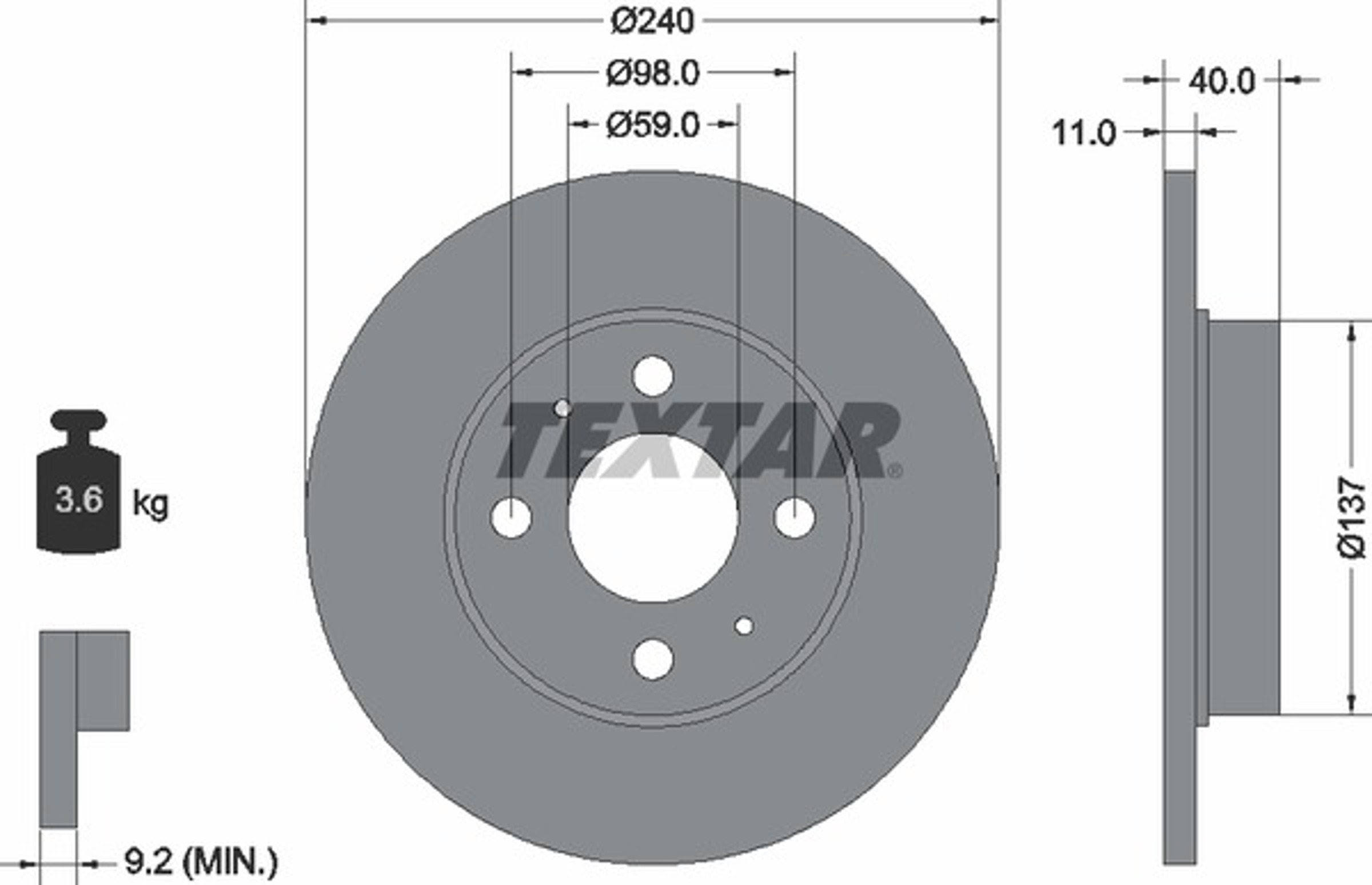 Диск тормозной TEXTAR 92061103