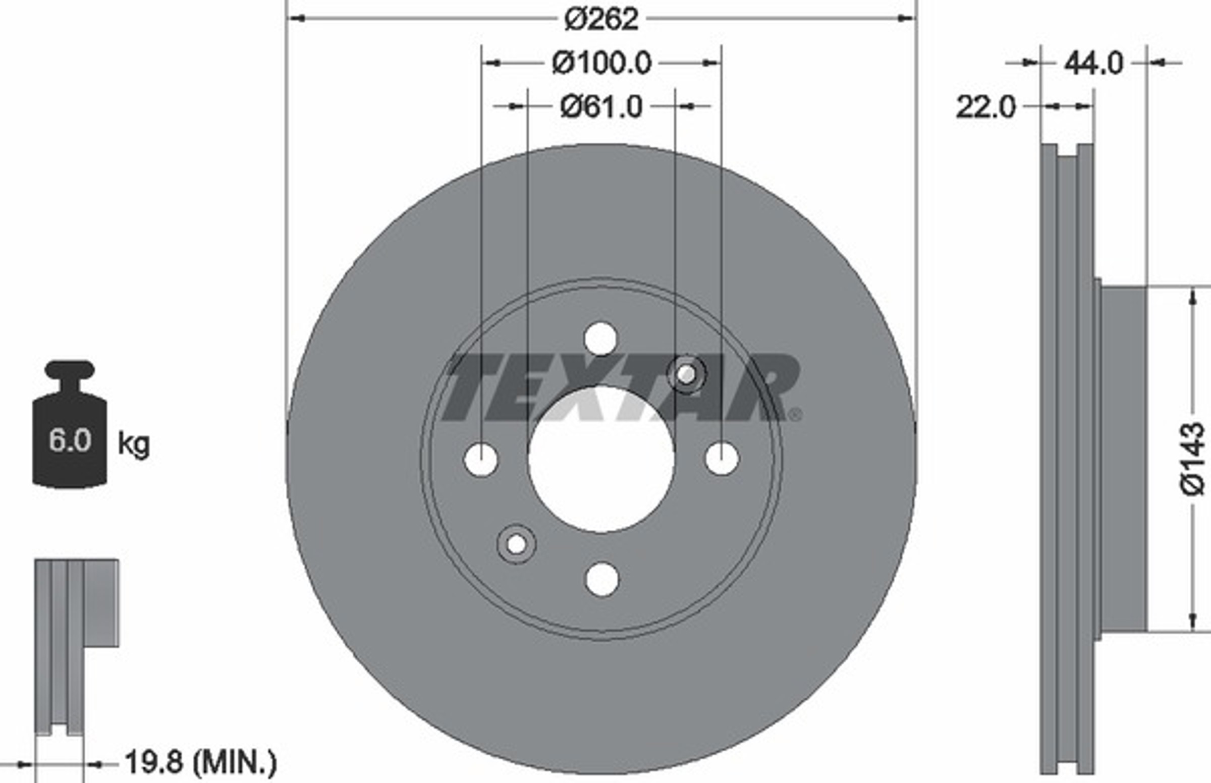 Диск тормозной TEXTAR 92064803
