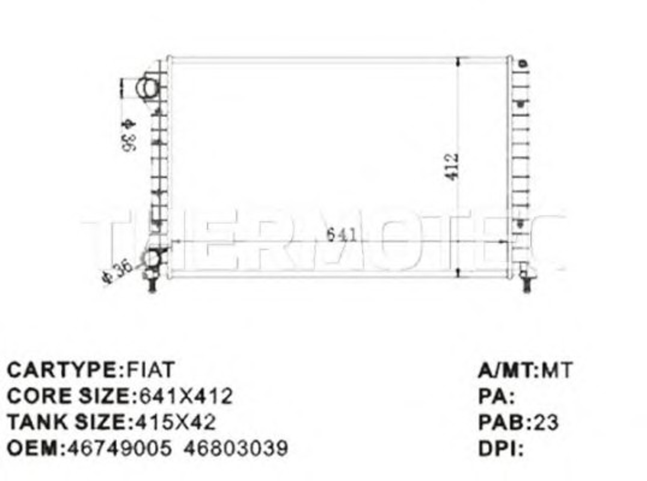 Радиатор системы охлаждения THERMOTEC D7F021TT