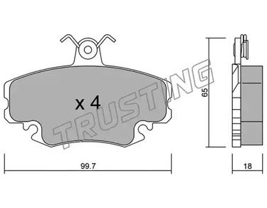 Комплект тормозных колодок дискового тормоза TRUSTING 122.0