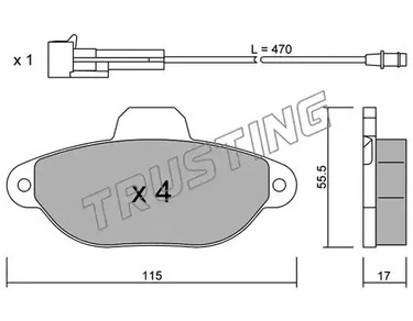 Комплект тормозных колодок дискового тормоза TRUSTING 162.0
