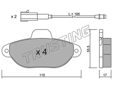 Комплект тормозных колодок дискового тормоза TRUSTING 162.3