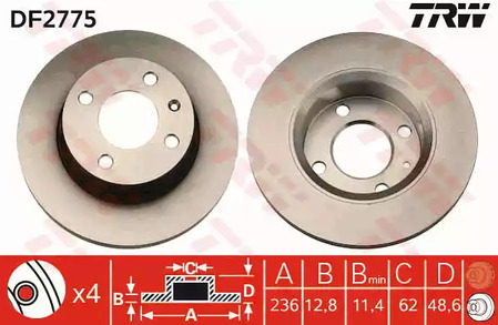 Диск тормозной TRW DF2775
