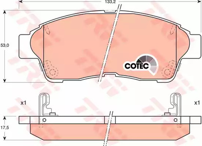 Комплект тормозных колодок дискового тормоз cotec TRW GDB1143
