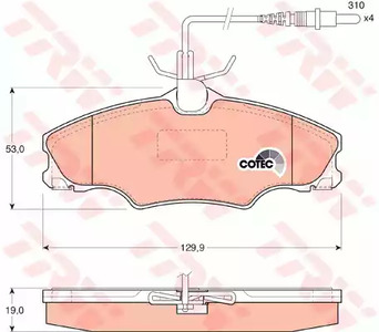 Комплект тормозных колодок дискового тормоз cotec TRW GDB1193