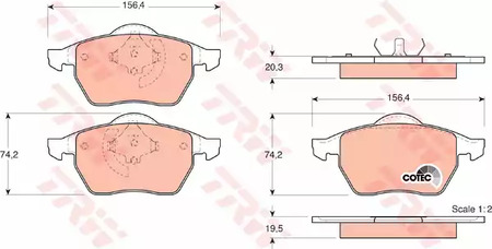 Комплект тормозных колодок дискового тормоз cotec TRW GDB1376