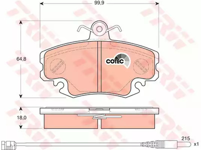 Комплект тормозных колодок дискового тормоз cotec TRW GDB1465