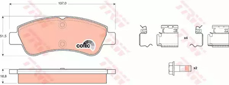 Комплект тормозных колодок дискового тормоз cotec TRW GDB1677