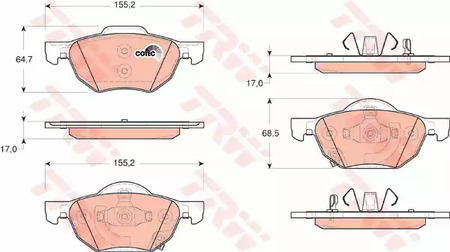 Комплект тормозных колодок дискового тормоз cotec TRW GDB3355