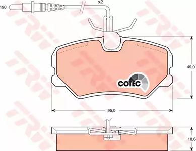 Комплект тормозных колодок дискового тормоз cotec TRW GDB793