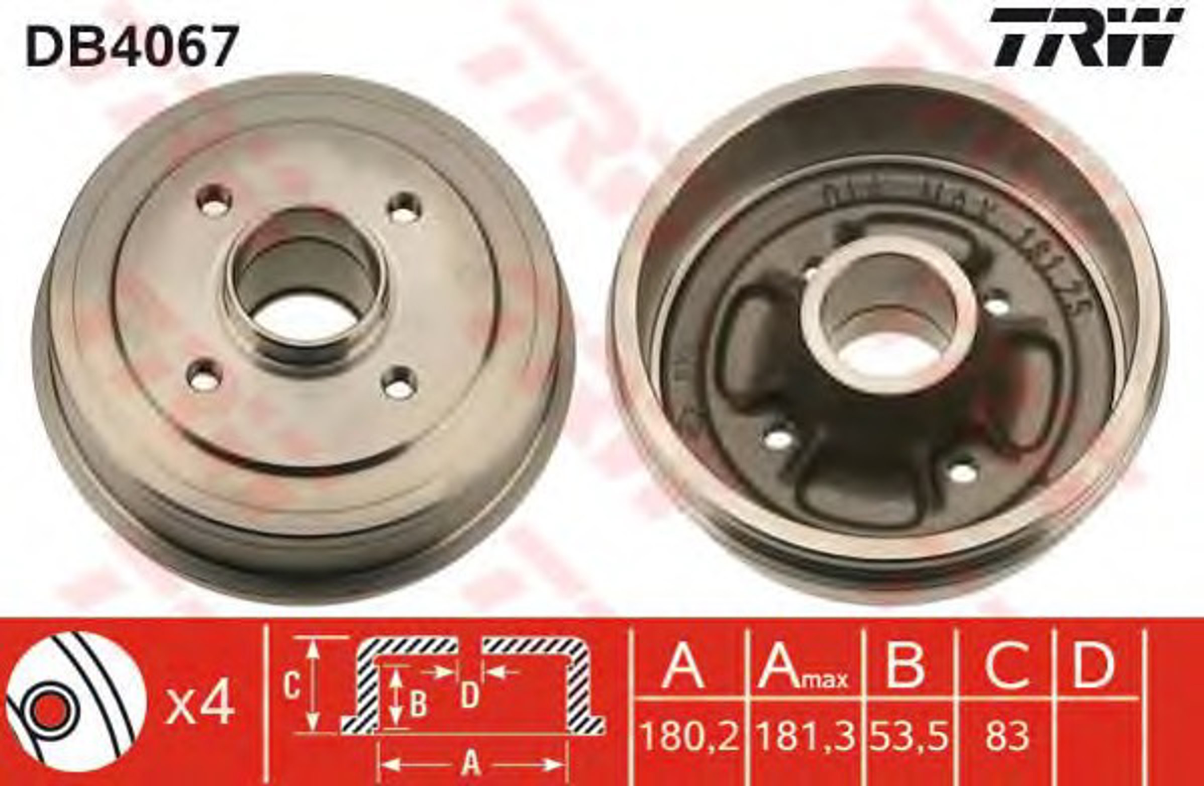 Барабан тормозной TRW DB4067