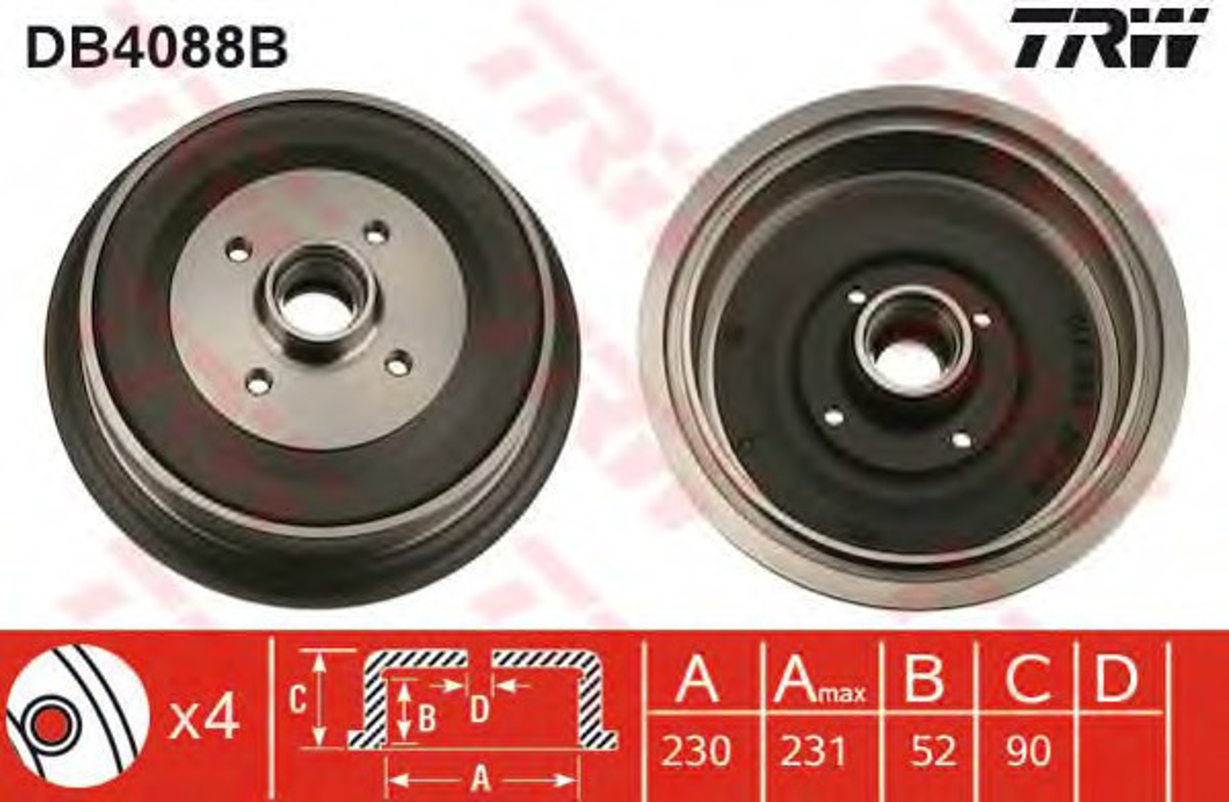 Барабан тормозной TRW DB4088B