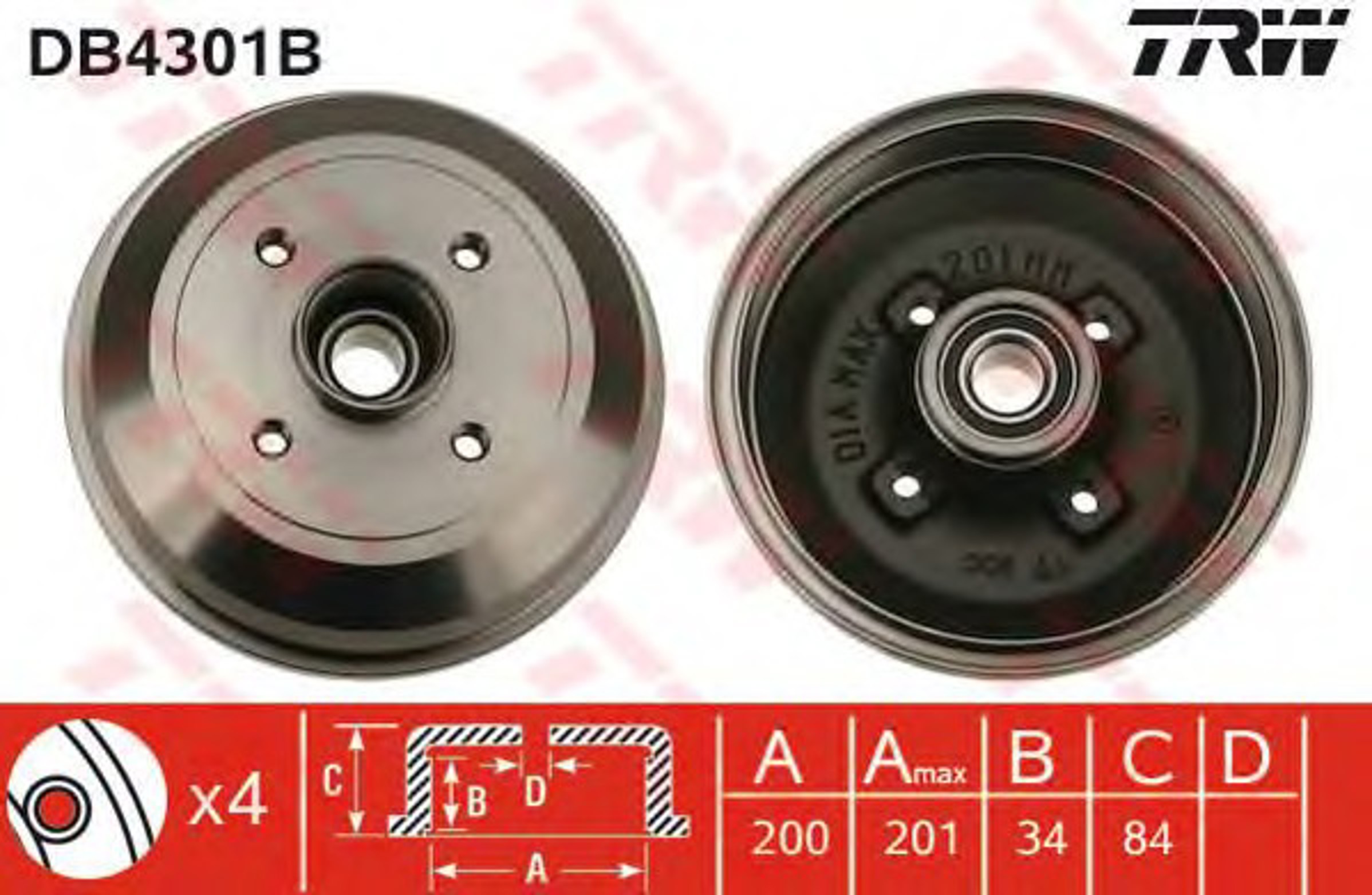 Барабан тормозной TRW DB4301B