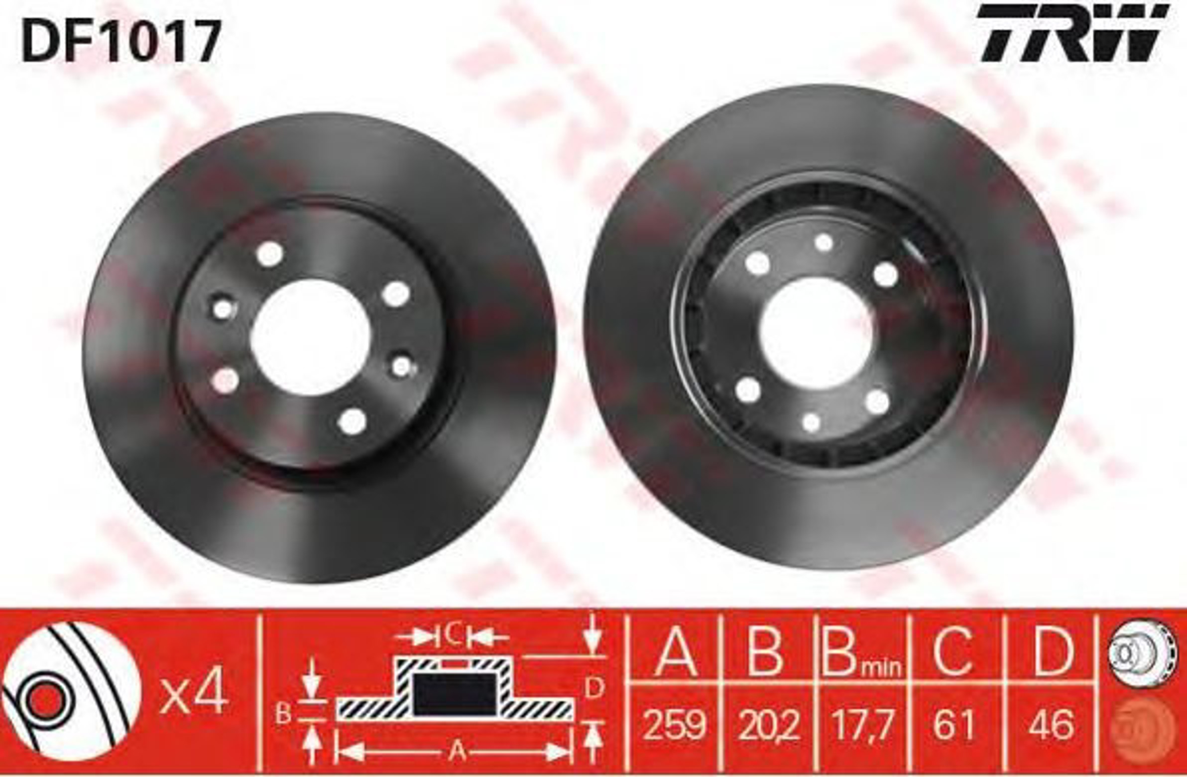 Диск тормозной TRW DF1017