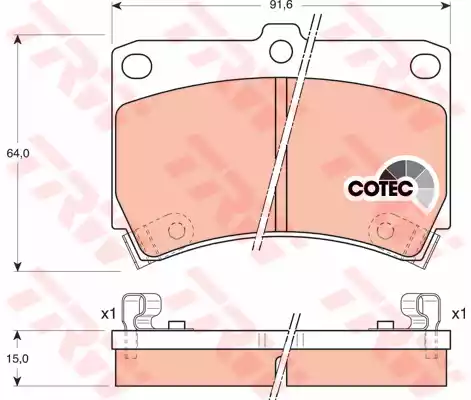 Комплект тормозных колодок дискового тормоз cotec TRW GDB1024