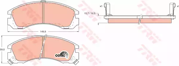 Комплект тормозных колодок дискового тормоза TRW GDB1126