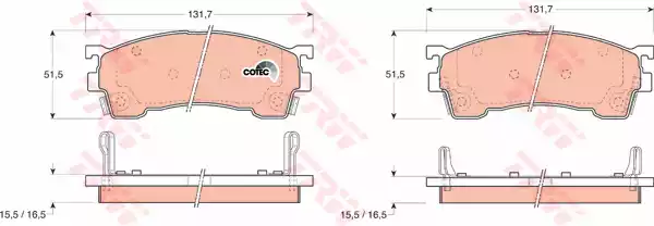 Комплект тормозных колодок дискового тормоз cotec TRW GDB1139