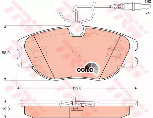 Комплект тормозных колодок дискового тормоз cotec TRW GDB1148