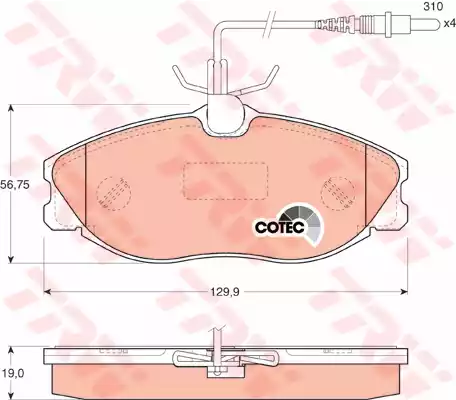 Комплект тормозных колодок дискового тормоз cotec TRW GDB1194