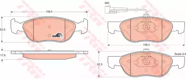 Комплект тормозных колодок дискового тормоз cotec TRW GDB1290