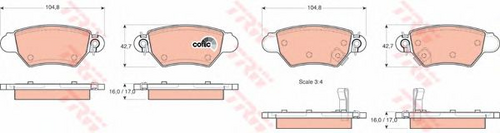 Колодки тормозные дисковые задн opel astra g хечбэк 98-05 astra g универсал TRW GDB1352