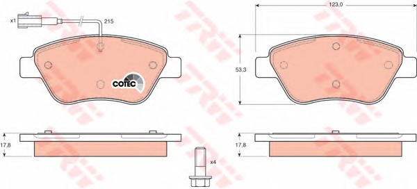 Комплект тормозных колодок дисковый тормоз cotec