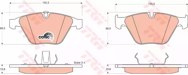 Комплект тормозных колодок дисковый тормоз cotec