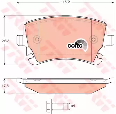 Комплект тормозных колодок дисковый тормоз cotec