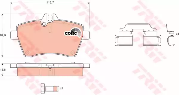 Комплект тормозных колодок дисковый тормоз cotec
