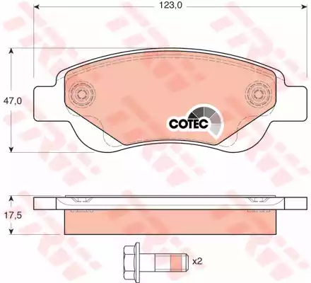Комплект тормозных колодок дискового тормоз cotec TRW GDB1633