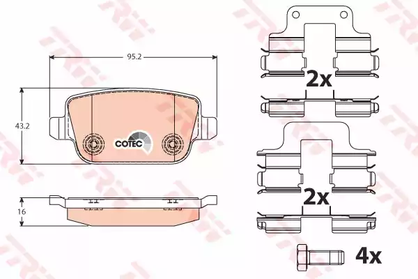 Комплект тормозных колодок дисковый тормоз cotec