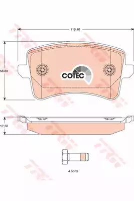 Комплект тормозных колодок дисковый тормоз cotec