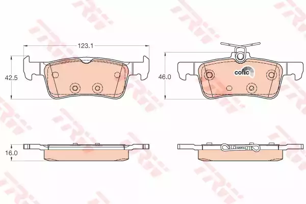 Комплект тормозных колодок дискового тормоз cotec TRW GDB2055