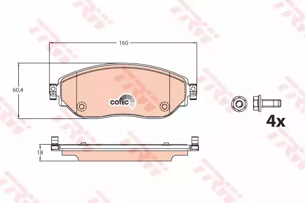 Комплект тормозных колодок дисковый тормоз cotec