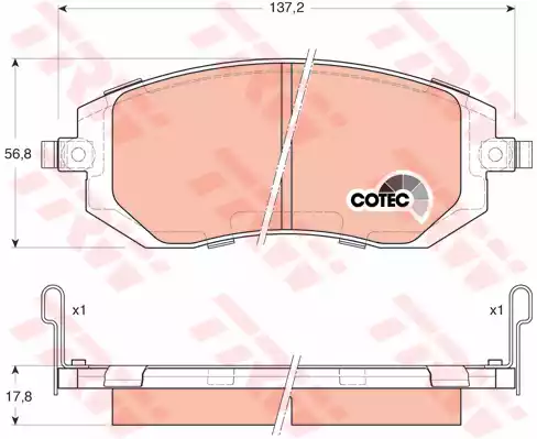 Комплект тормозных колодок дисковый тормоз cotec
