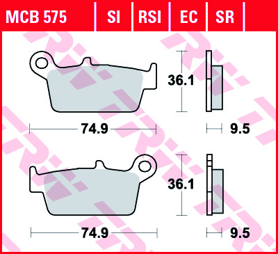 Комплект тормозных колодок дискового тормоз sinter offroad TRW MCB575SI