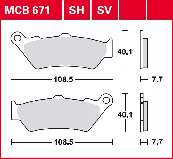 Колодки тормозные дисковые TRW MCB671SV