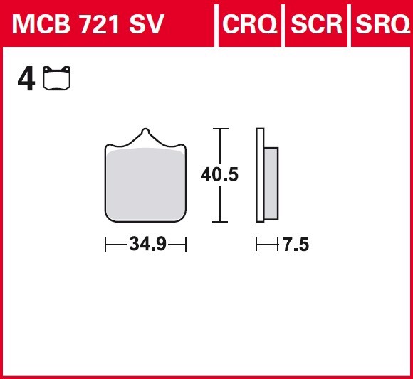 Колодки тормозные дисковые TRW MCB721SV