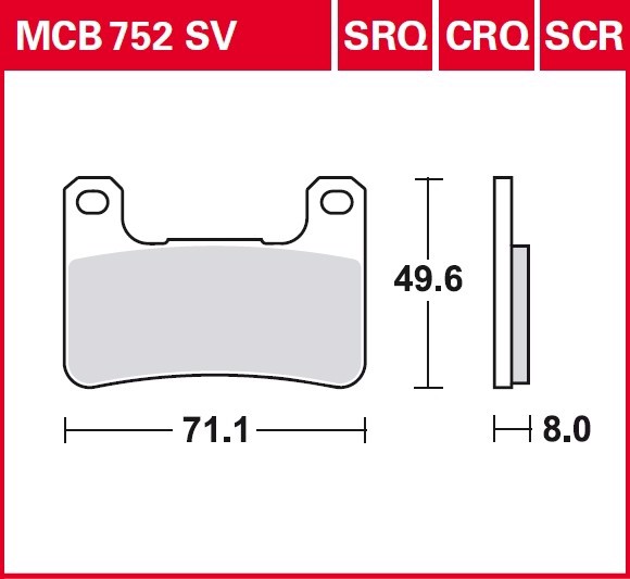 Колодки тормозные дисковые TRW MCB752SV
