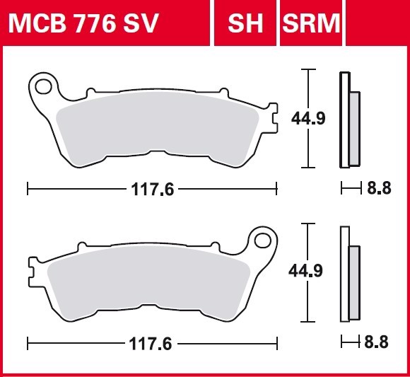 Колодки тормозные дисковые TRW MCB776SRM