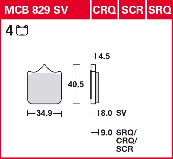 Колодки тормозные дисковые TRW MCB829SV